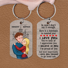 Load image into Gallery viewer, Drive Safe Keychain - Dreaming Couple - Personalized Romantic Gift for Him Keychains PopCulturePrints

