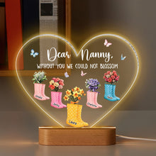 Load image into Gallery viewer, Dear Nanny, Without You We Could Not Blossom - Personalized LED Light Boot Flowers for Grandma Led Night Light PopCulturePrints
