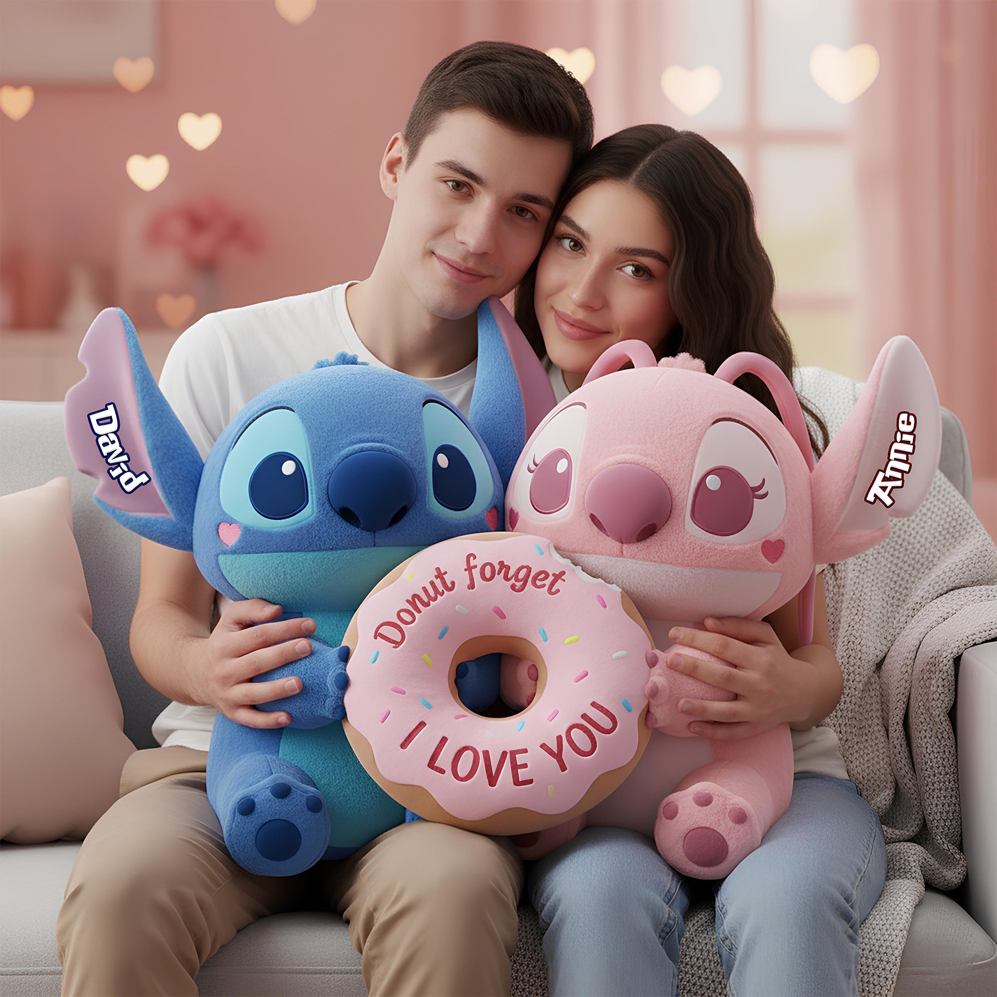 Donut Forget About Love - Adorable Tropical Duo Donut Pillow Pillow PopCulturePrints