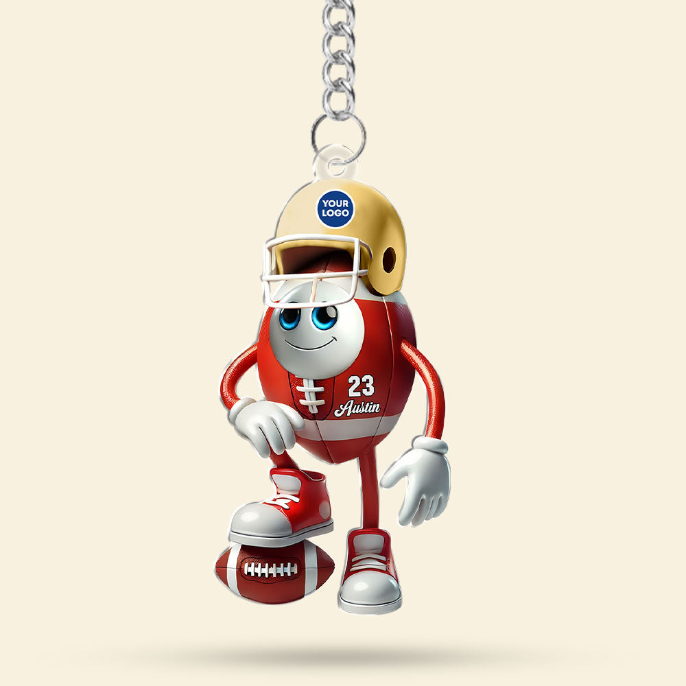 Custom American Football Lover Keychain with Personalized Name and Number Keychains PopCulturePrints