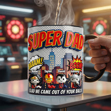 Load image into Gallery viewer, “Super Dad – A Hero in Every Sip!” - Funny Hero Sperm Magic Coffee Mug - Personalized Gifts for Dad Coffee Mug PopCulturePrints
