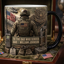 Load image into Gallery viewer, Honoring a Proud Veteran Dad - Personalized Magic Coffee Mug - Perfect Gift for Dad and Grandpa Coffee Mug PopCulturePrints
