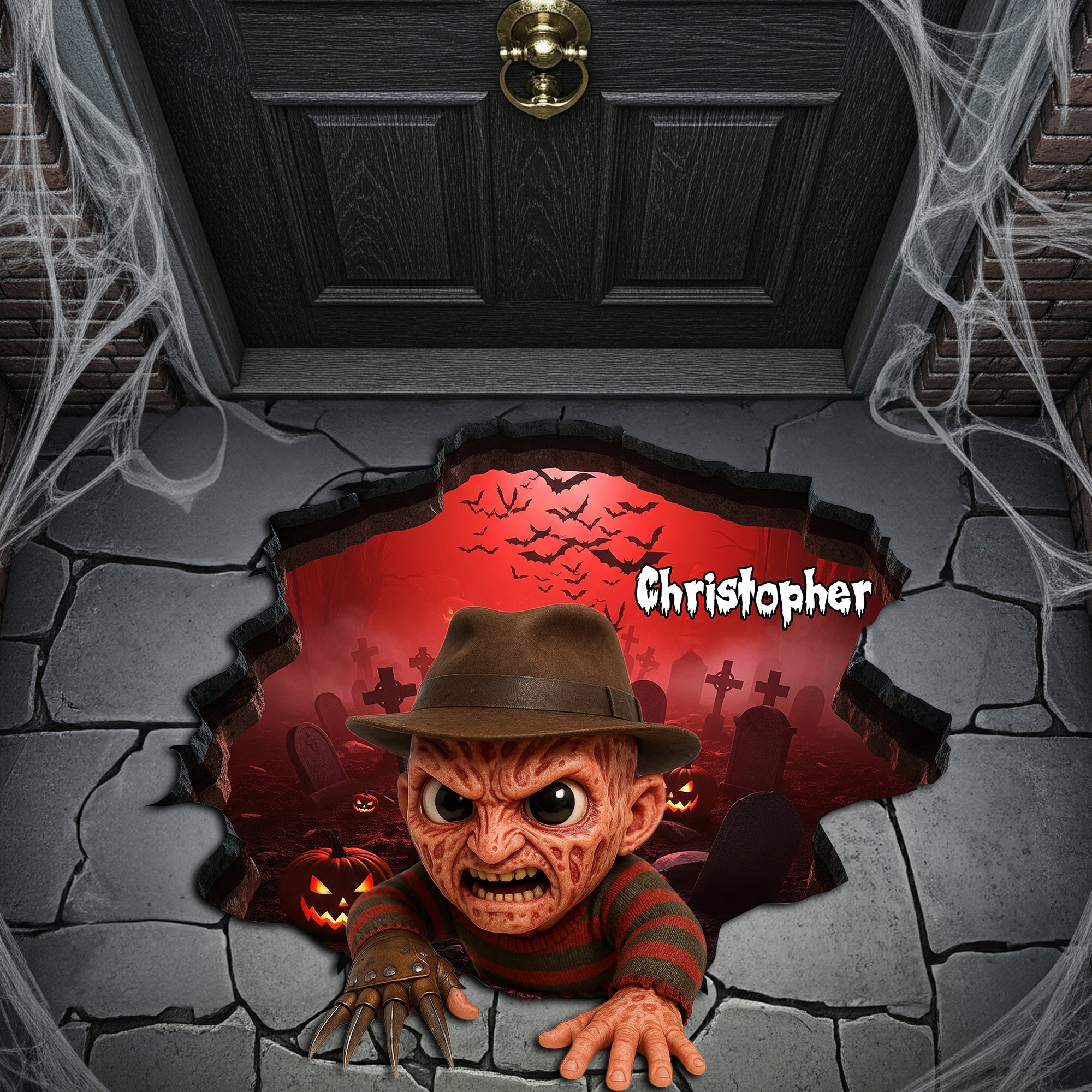 "Step Into the Scare!" - Halloween Scary Doormat - Personalized Gifts for Movie Fans Doormat PopCulturePrints