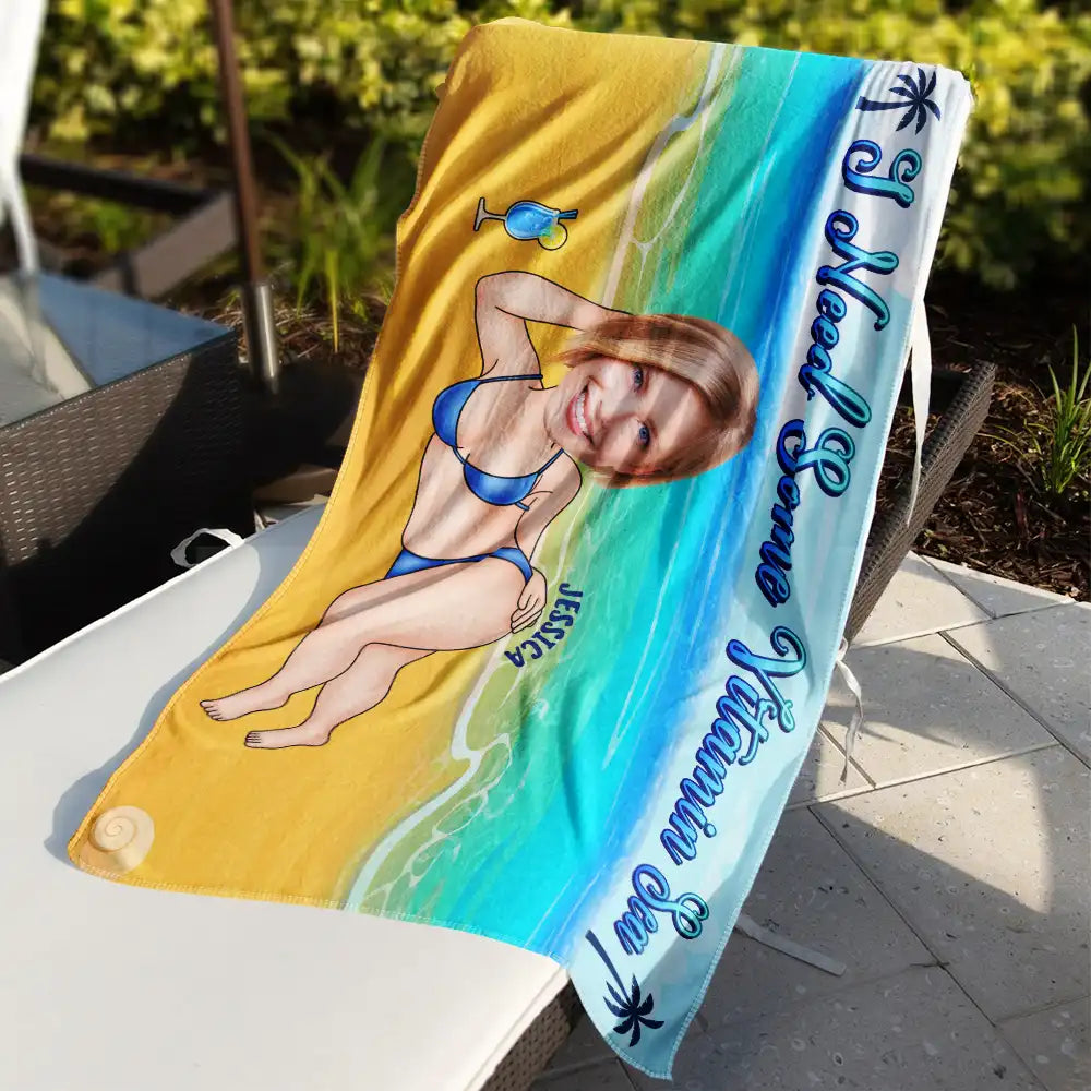 Salty Lil Beach - Custom Photo Personalized Beach Towel Beach Towel PopCulturePrints