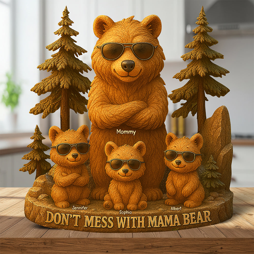 Don't Mess With Mama Bear - Personalized Gift Plaque for Moms, Dads, Grandmas & More Shaped Plaques PopCulturePrints