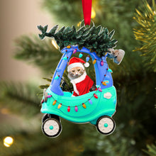 Load image into Gallery viewer, Personalized Cat Lover&#39;s Christmas Ornament - Santa Kitty in Car Design Ornament PopCulturePrints
