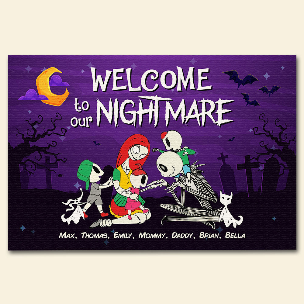 Personalized Horror Themed Family Doormat - Welcome to Our Nightmare Doormat PopCulturePrints