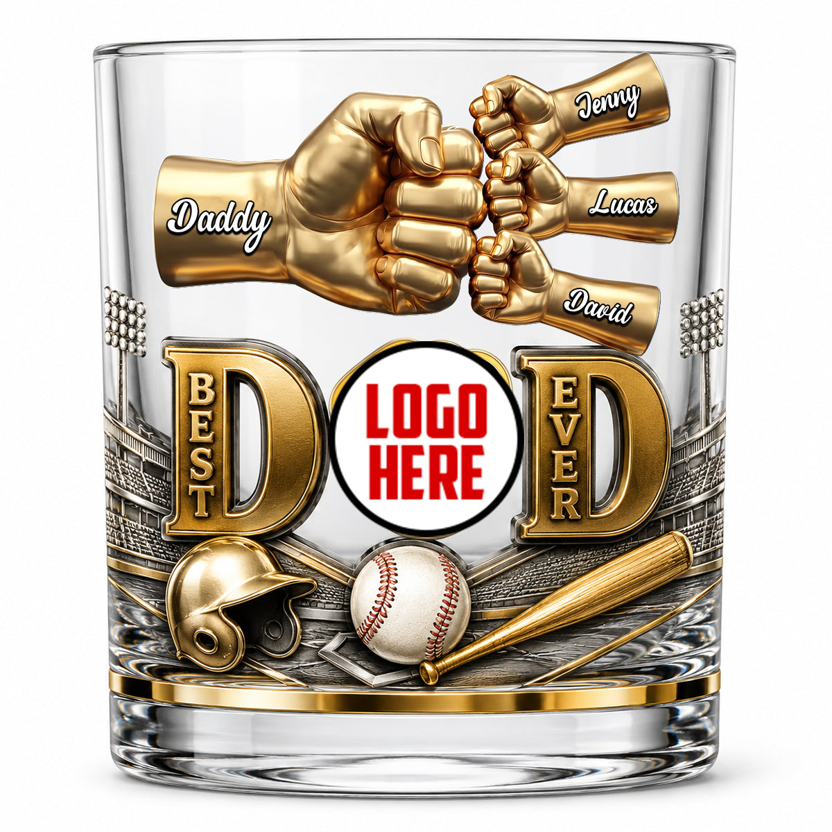 Best Dad Ever - Personalized Glass Gift for Father, Grandpa, or Dad Glass PopCulturePrints