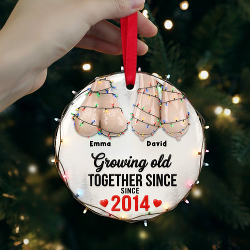 Growing Old Together Since 2014 - Funny Old Couple Christmas Ornament - Personalized Gift for Couples Ornament PopCulturePrints