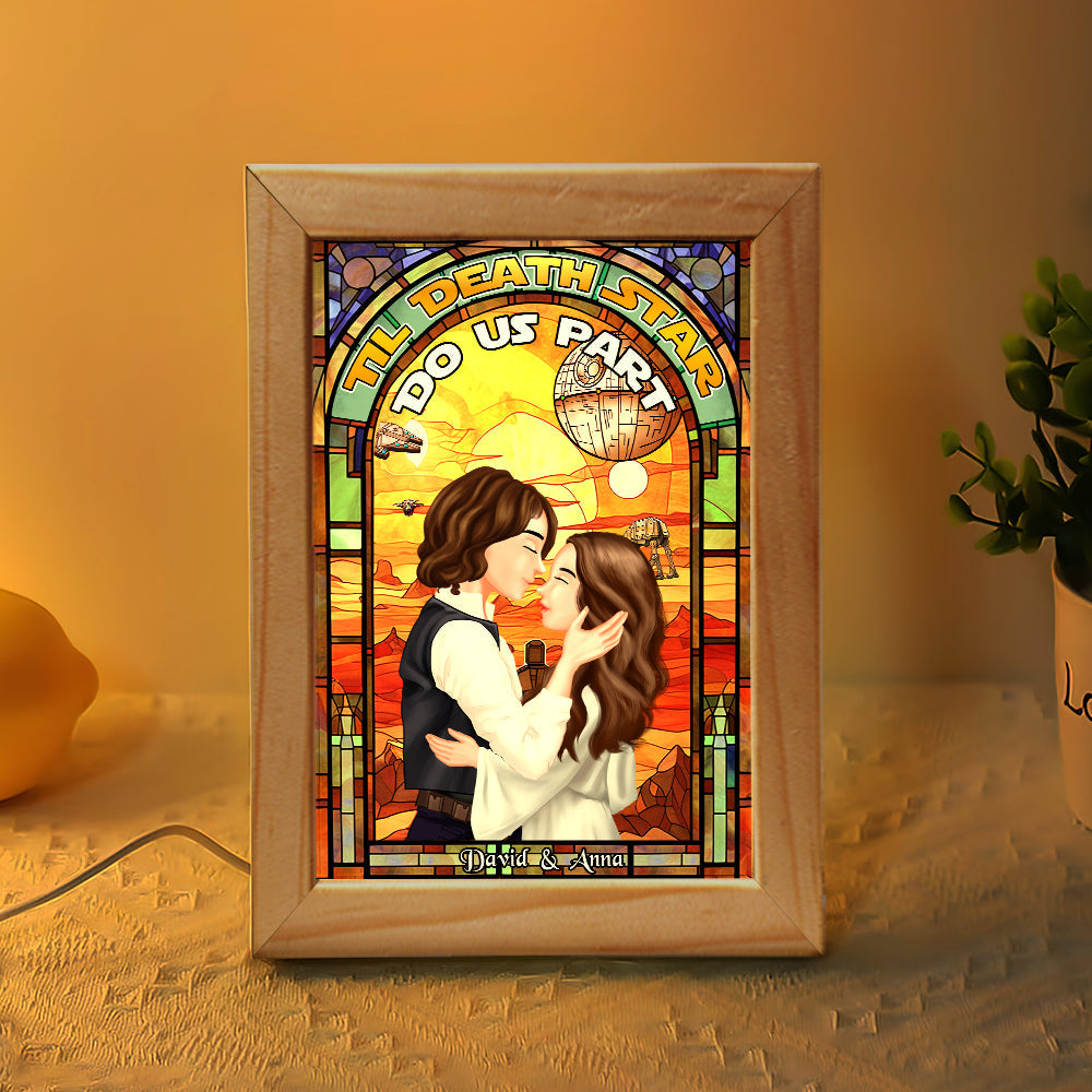 Personalized Kissing Couple Light Frame - Til Death Star Light Picture Frame PopCulturePrints