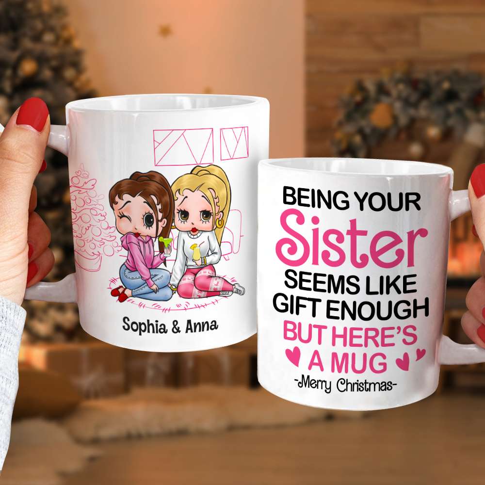 Personalized Sister Cartoon Mug - Custom Quote Christmas Gift Coffee Mug PopCulturePrints