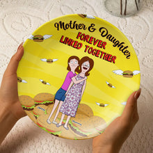 Load image into Gallery viewer, &quot;Forever Linked Together&quot; - Personalized Ceramic Round Plate for Mom and Daughter - Unique Gift for Mother&#39;s Day Ceramic Round Plate PopCulturePrints
