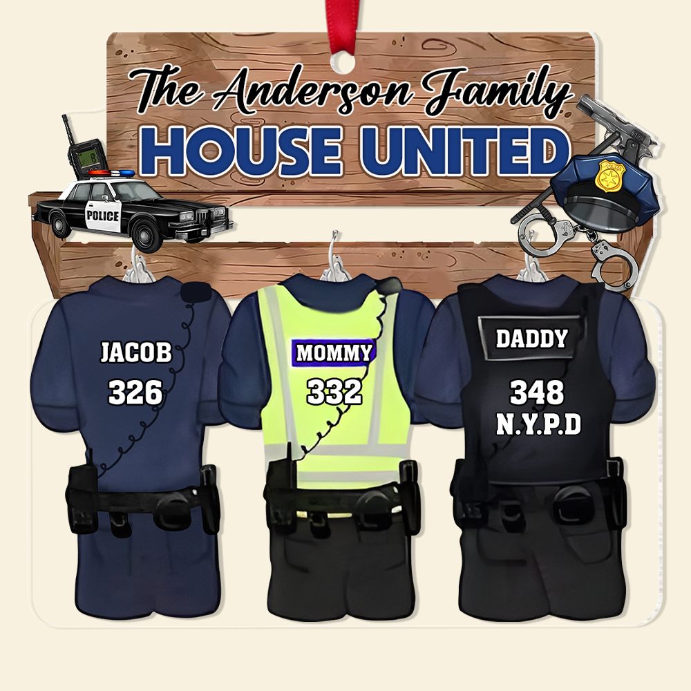 Custom Police Family Christmas Ornament - Personalized Gift Ornament PopCulturePrints