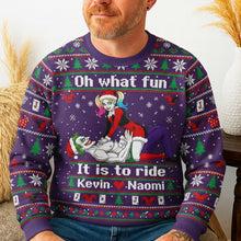 Load image into Gallery viewer, Oh What Fun - Personalized Ugly Christmas Sweater for Couples AOP Products PopCulturePrints
