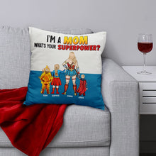 Load image into Gallery viewer, Super Mom Personalized Throw Pillow - Custom Name Gift Pillow PopCulturePrints

