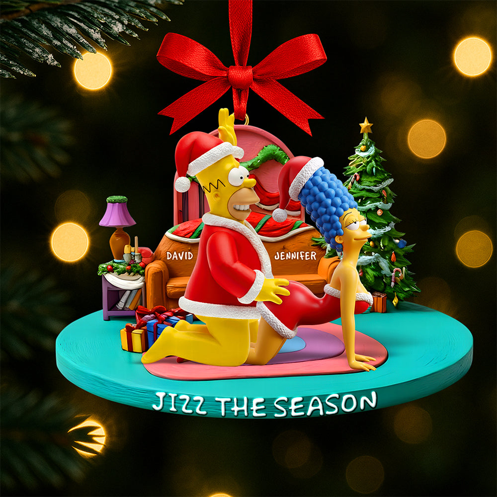 “Jizz the Season” – Mischievous Couple Fun Christmas Ornament - Personalized Gift for Couples Ornament PopCulturePrints