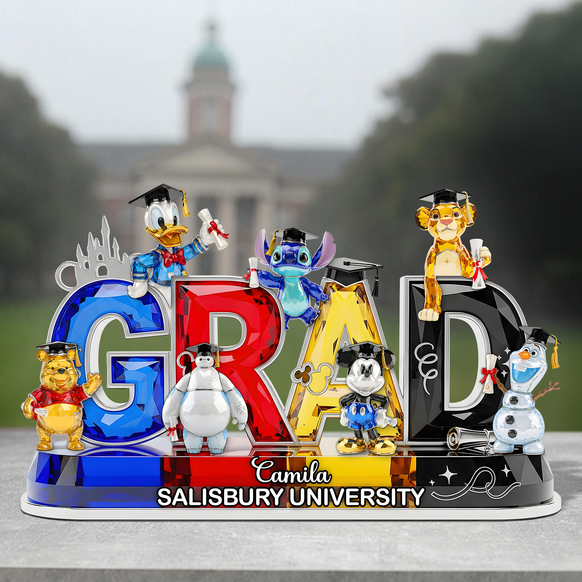 Celebrate Your Achievements with Our Cartoon Graduation Plaque - Personalized Gifts for Graduates Shaped Plaques PopCulturePrints