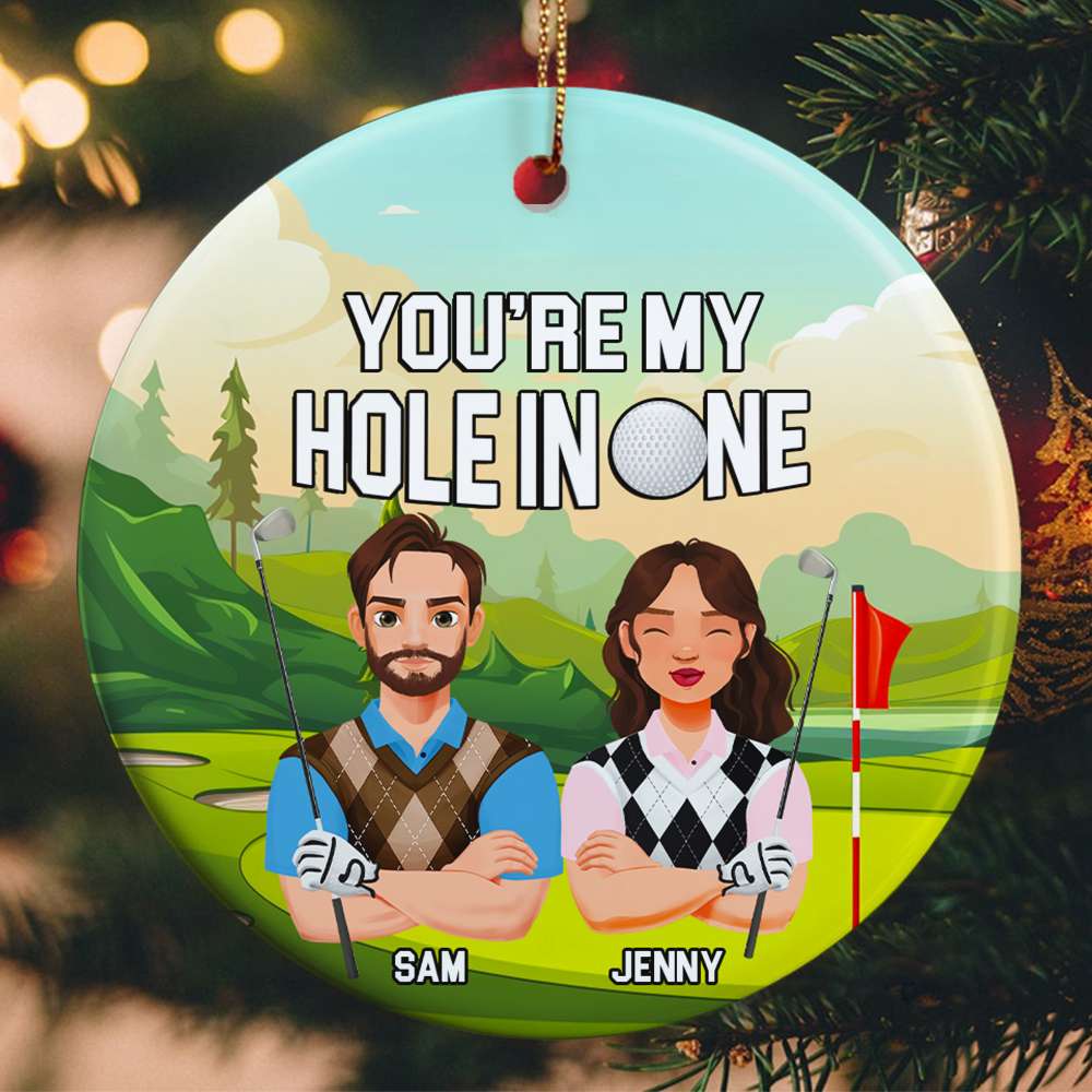 Personalized Golf Couple Christmas Ornament - You're My Hole In One