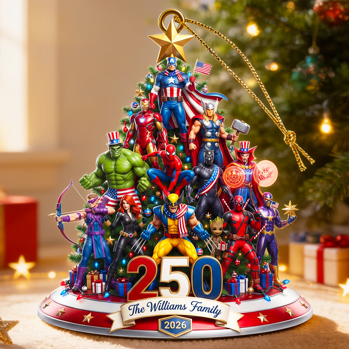 Celebrate the Spirit of America - Personalized Christmas Ornament for Family and Friends