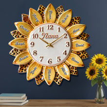 Load image into Gallery viewer, Grandma: A Timeless Gift - Personalized Sunflower Clock for Grandma Hanging Wall Clock PopCulturePrints
