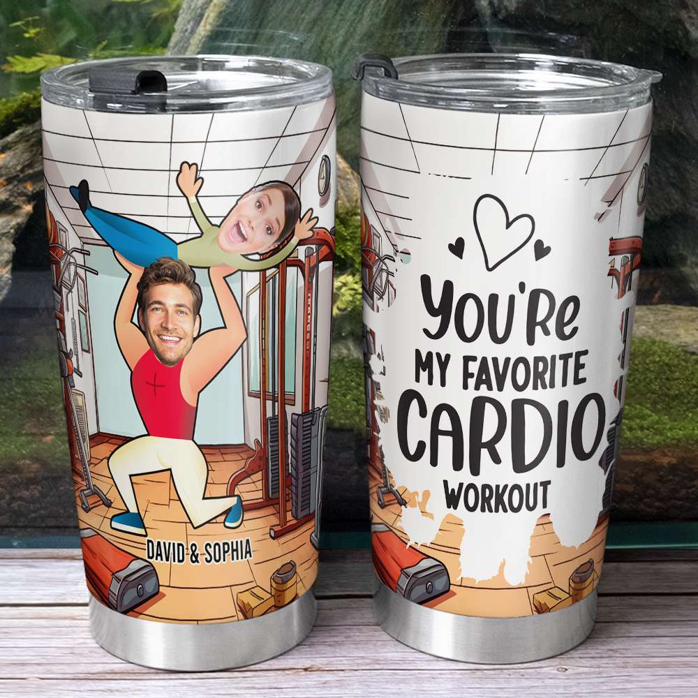 Personalized Gym Couple Tumbler - Custom Photo Gift for Fitness Lovers Tumbler Cup PopCulturePrints