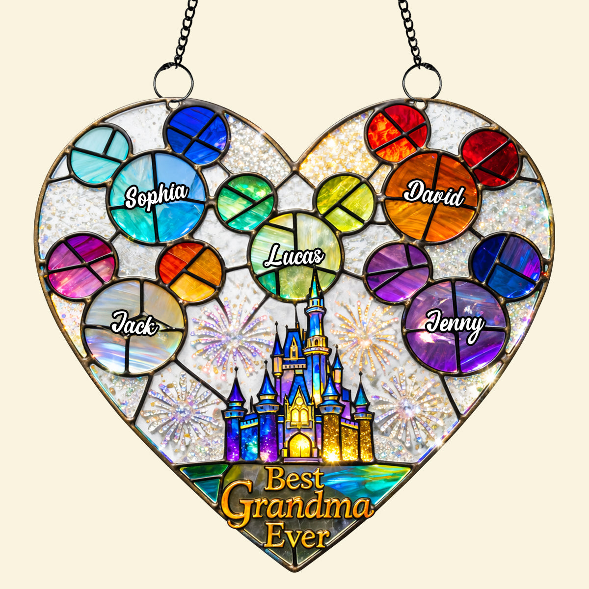 "Best Grandma Ever" - Customizable Suncatcher Ornament - Perfect Gift for Grandma and Mom Ornament PopCulturePrints