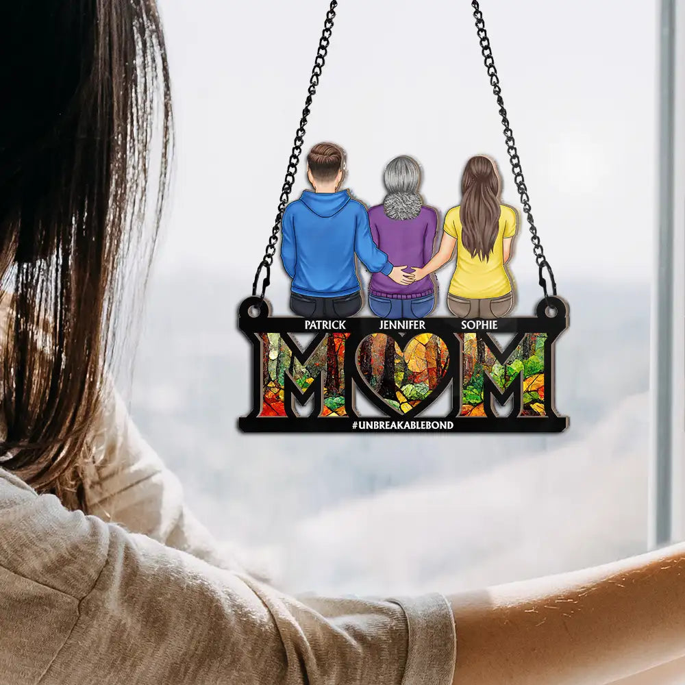 "The Unbreakable Bond: A Personalized Gift for Moms and Grandmas" - Custom Window Hanging Suncatcher Ornament Suncatcher Ornament PopCulturePrints