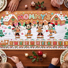 Load image into Gallery viewer, "Mommy's Sweethearts" - Personalized Gingerbread Family Quilted Table Runner - Perfect Gift for Moms and Grandmas Quilted Table Runner PopCulturePrints
