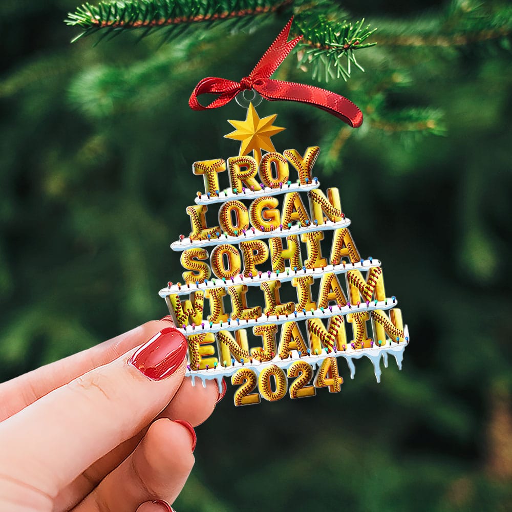 Personalized Softball Lover Christmas Ornament - Custom Alphabet Tree Ornament PopCulturePrints