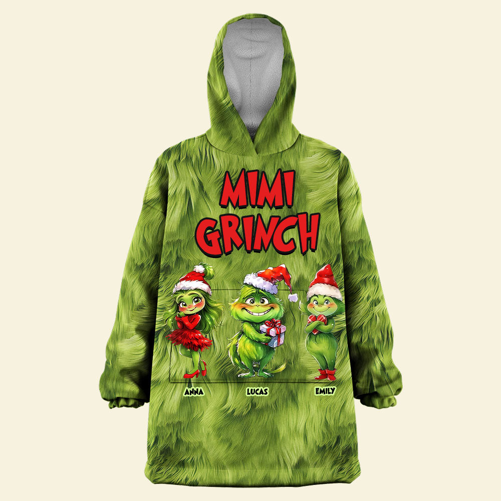 Personalized Grinch Family Oversized Hoodie - Green Christmas Gift