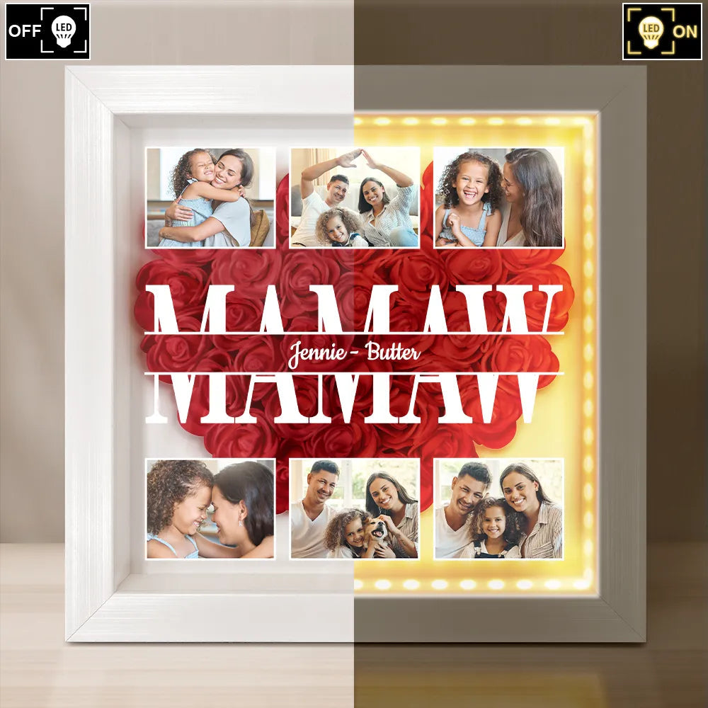 Mom, You're Our Heart - Custom Photo LED Light Flower Shadow Box LED Light Flower Shadow Box PopCulturePrints