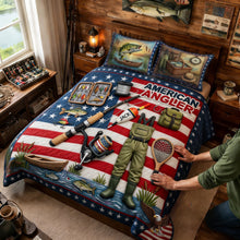 Load image into Gallery viewer, "Catch the Joy of Fishing!" - USA Fishing Quilt Bedding Set - Personalized Gifts for Fishing Lovers Blanket PopCulturePrints

