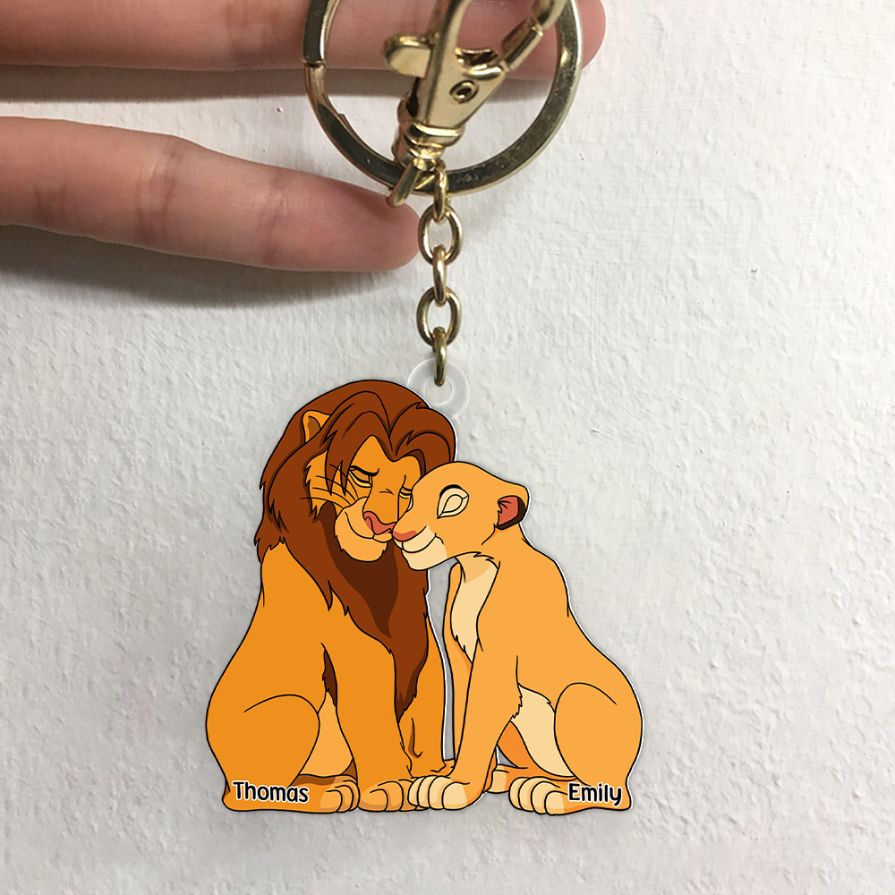 Personalized Lion Couple Keychain - Custom Names