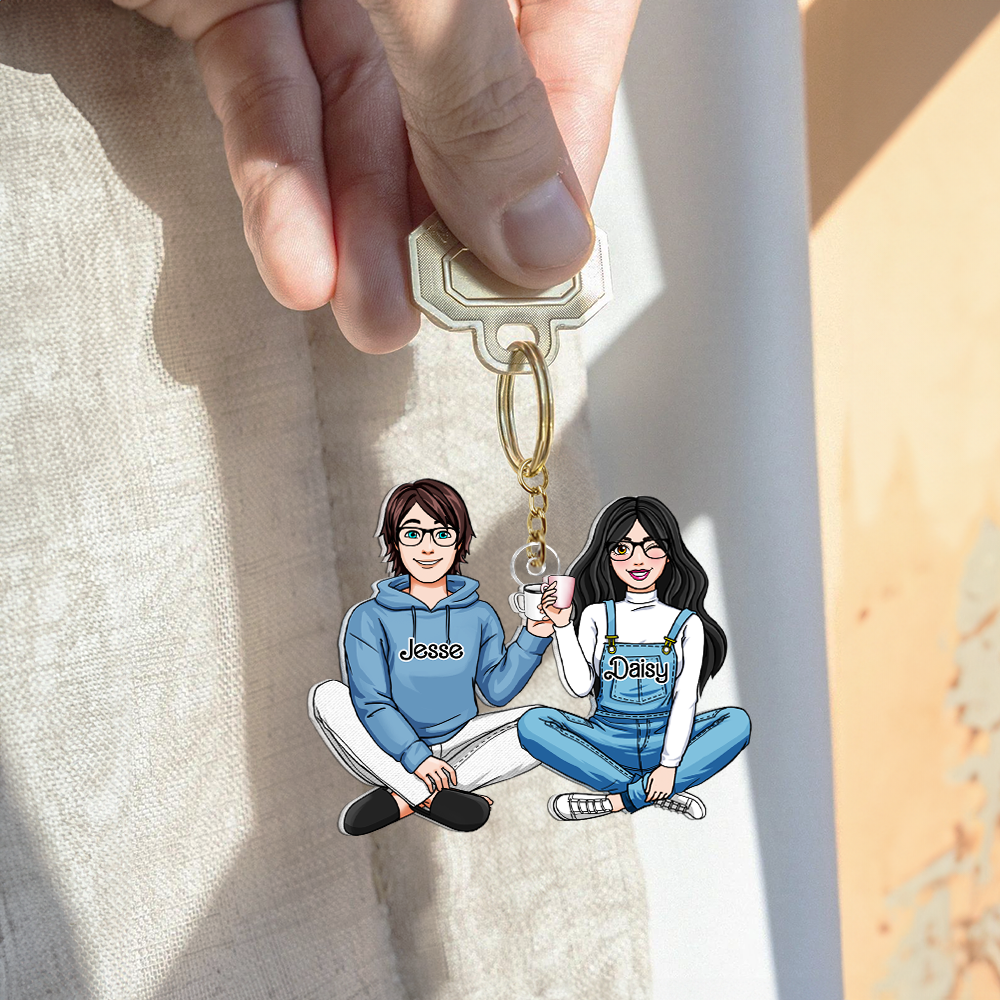 Personalized Couple Keychain - Customizable Couple Charm Keychains PopCulturePrints