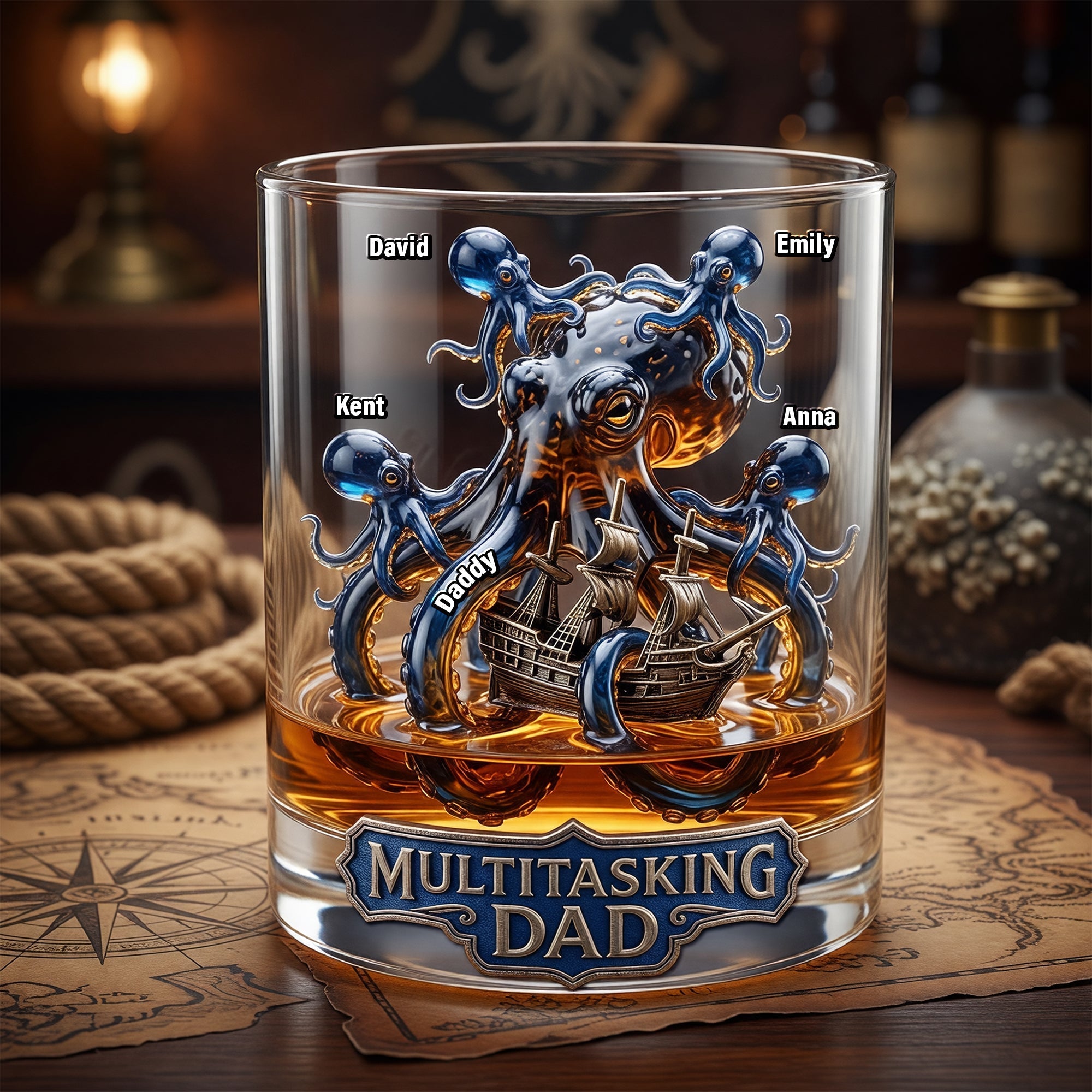 “Master of Multitasking” - Personalized Round Glass for Dads - Unique Gift for Fathers, Grandpas & More Glass PopCulturePrints