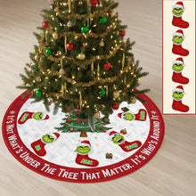 Load image into Gallery viewer, “It's Not What's Under The Tree That Matter, It’s Who’s Around It” - Green Monster Family Tree Skirt - Personalized Gift for Family Christmas Tree Skirt PopCulturePrints
