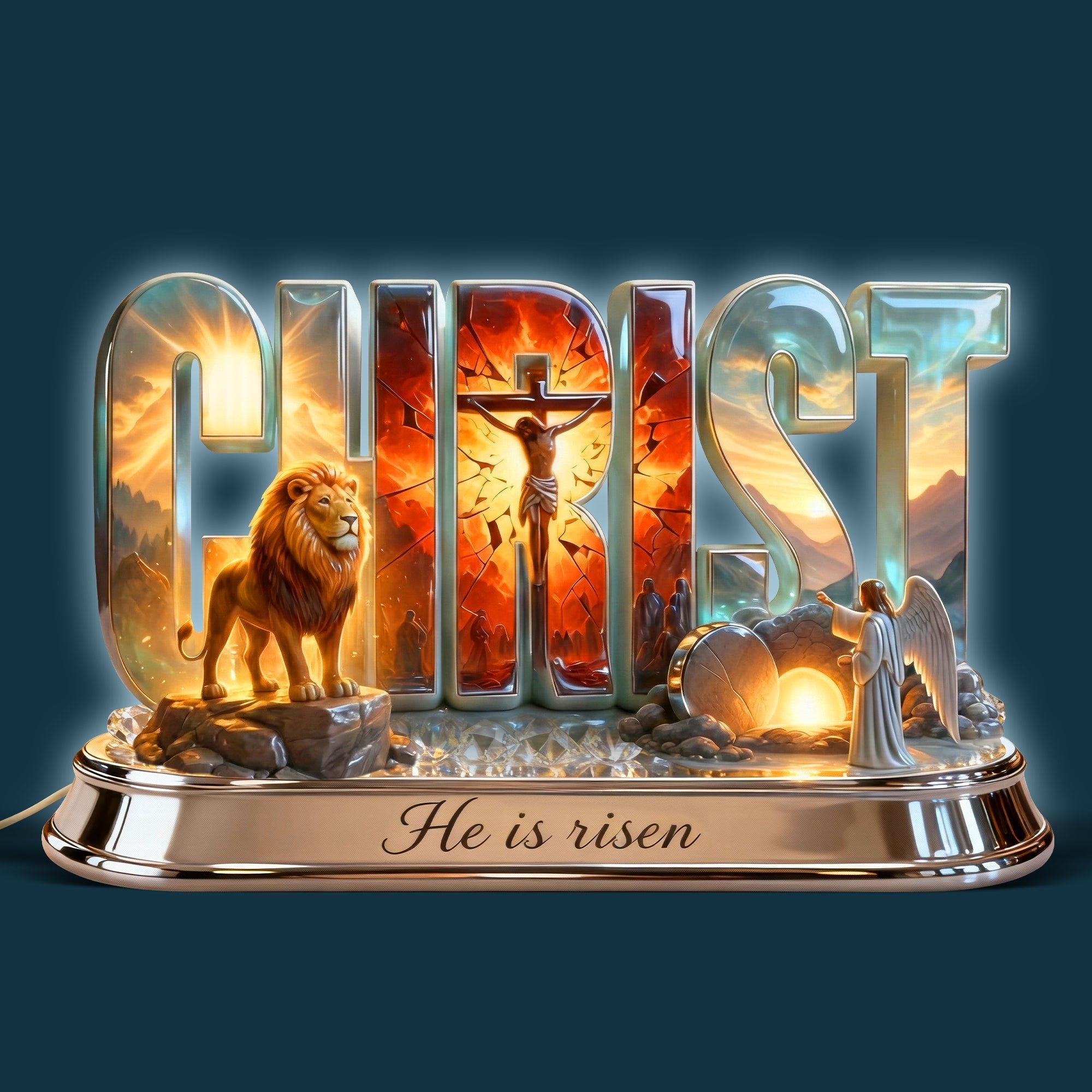 ‘He is Risen’ - Jesus Christ Resurrection Holy Light Box, Custom Personalized Gift for Christians, Perfect for Easter Celebrations Light Box PopCulturePrints