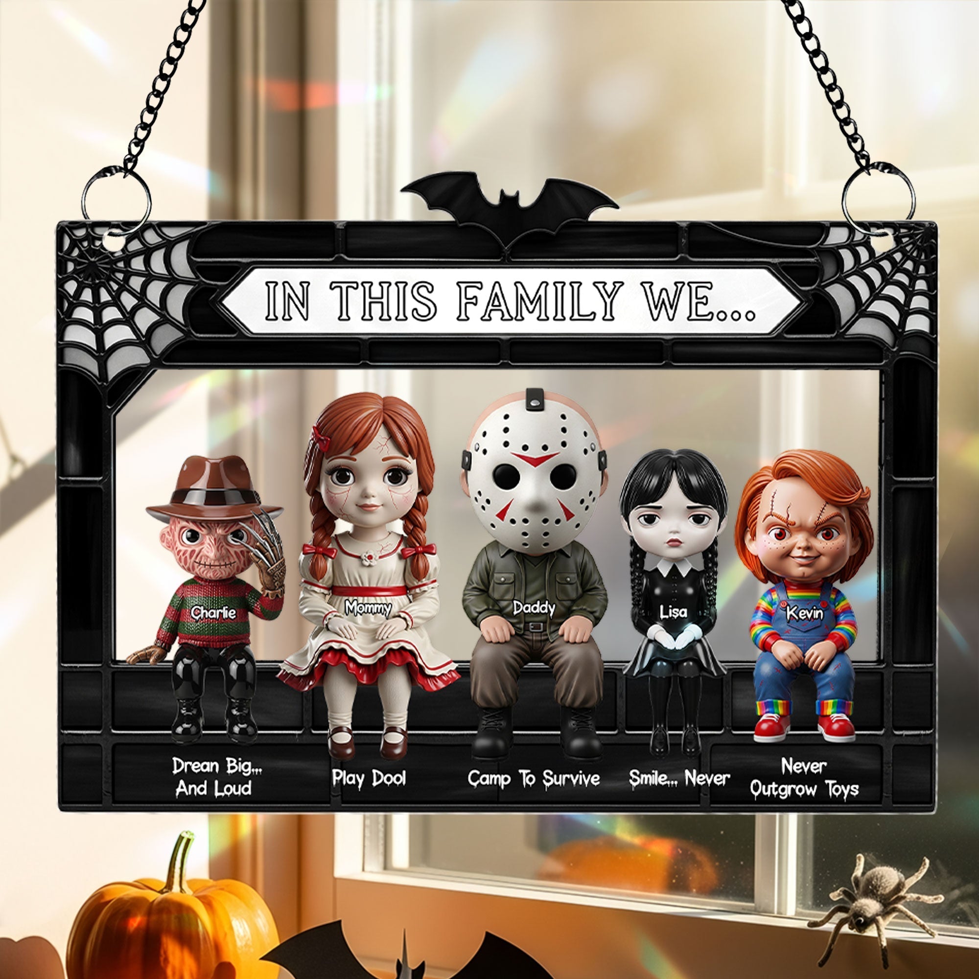 In This Family We... - Horror Family Suncatcher | Personalized Gift for Horror Lovers Ornament PopCulturePrints