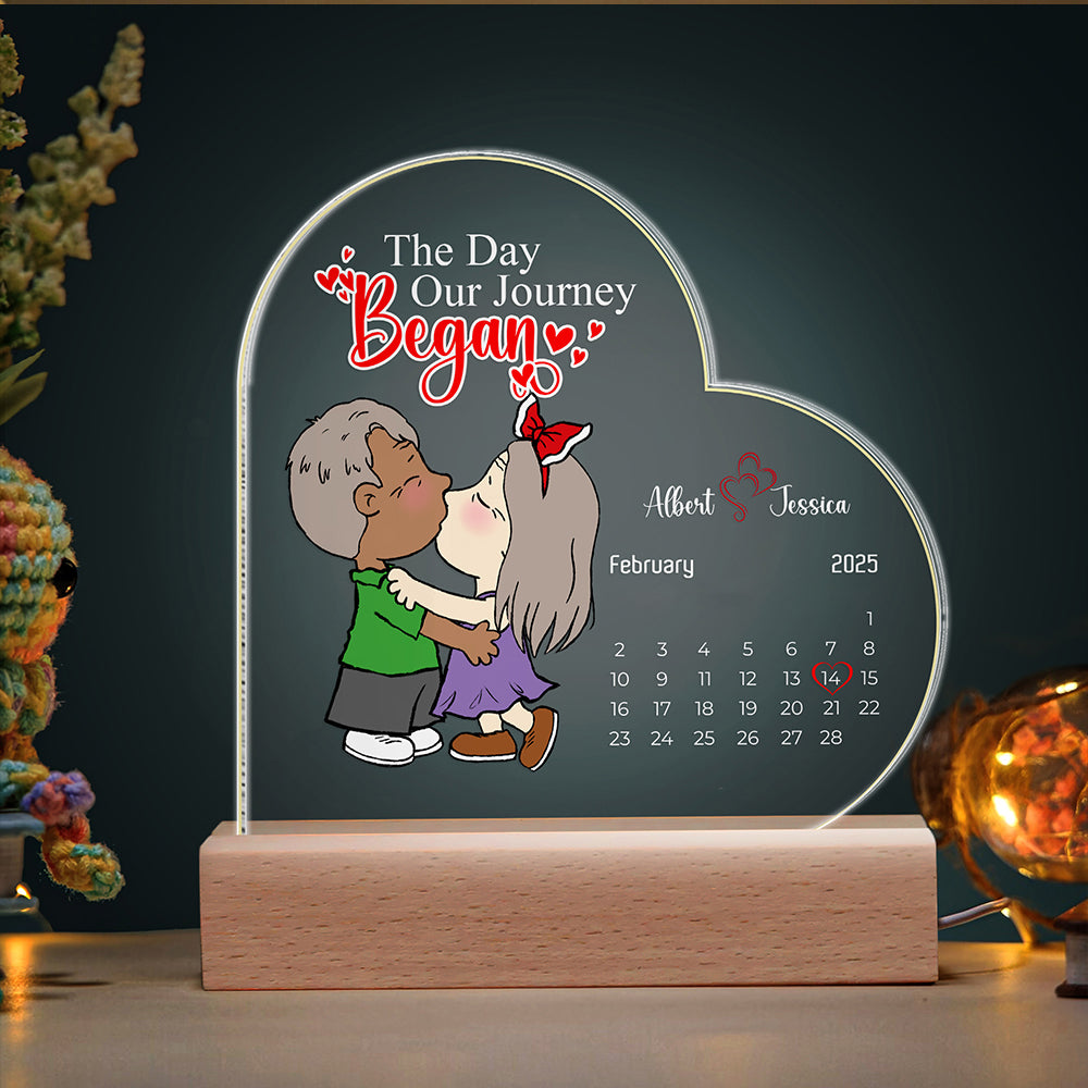 Personalized LED Light Calendar for Couples - The Day Our Journey Began Led Night Light PopCulturePrints
