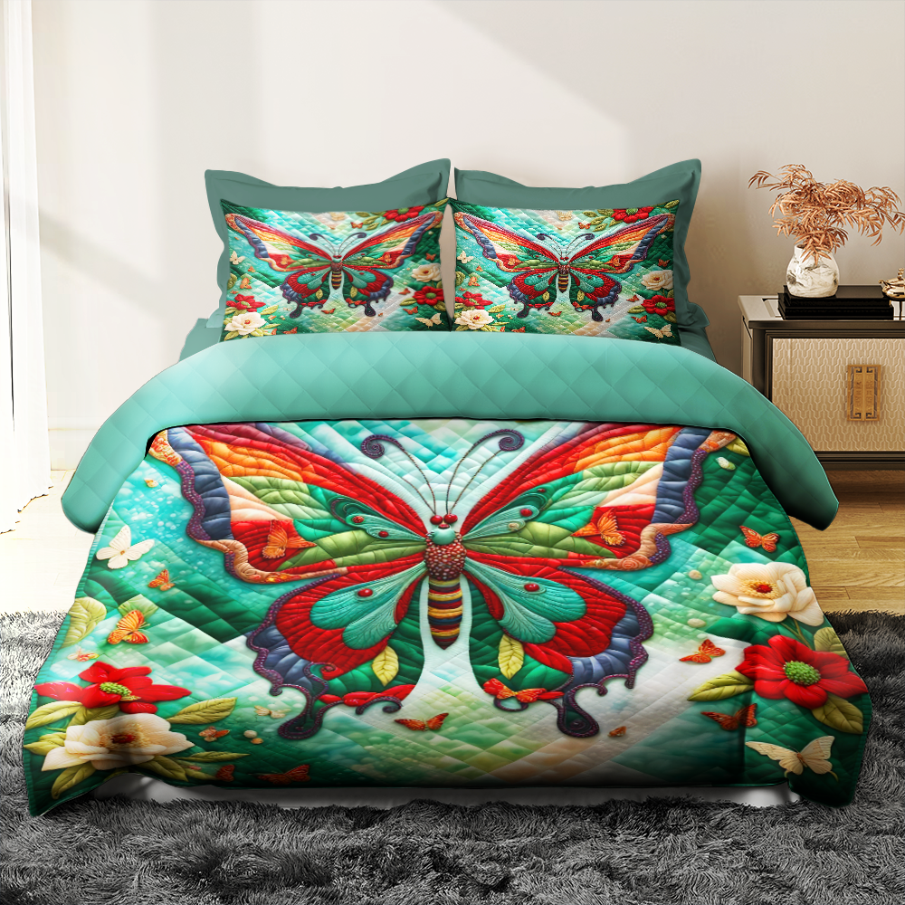 Vibrant Personalized Butterfly Quilt Bed Set Blanket PopCulturePrints