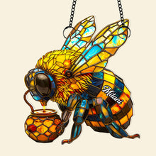 Load image into Gallery viewer, “Buzzing with Joy” – Bee Suncatcher Ornament - Personalized Gifts for Bee Lovers Ornament PopCulturePrints
