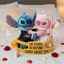 Load image into Gallery viewer, "I'm Yours, No Refund!" - Cute Aliens Couple Shaped Pillow - Personalized Gift for Couples, Friends &amp; Space Lovers Pillow PopCulturePrints
