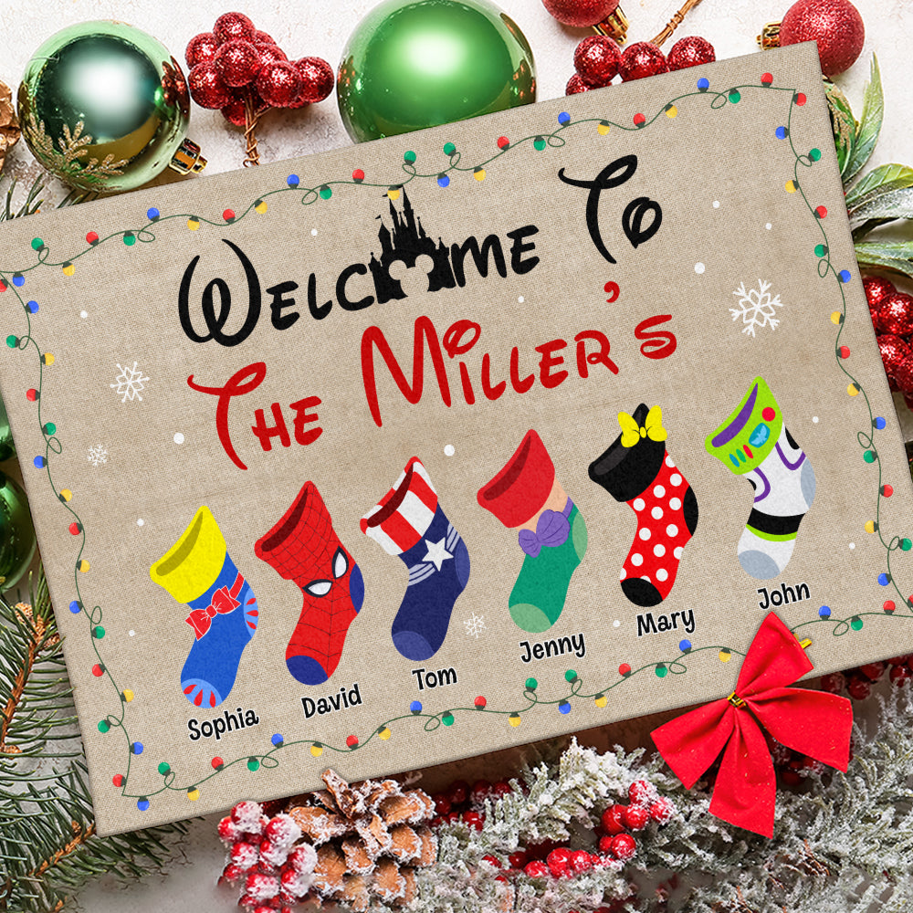 Personalized Family Socks Welcome Door Mat Doormat PopCulturePrints