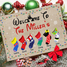 Load image into Gallery viewer, Personalized Family Socks Welcome Door Mat Doormat PopCulturePrints
