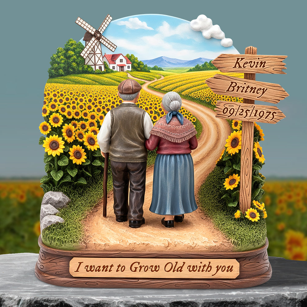 I Want to Grow Old with You - Personalized Old Couple Acrylic Plaque Shaped Plaques PopCulturePrints
