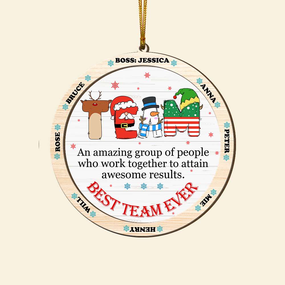Personalized Team Wood Ornament - Best Coworkers Gift Ornament PopCulturePrints