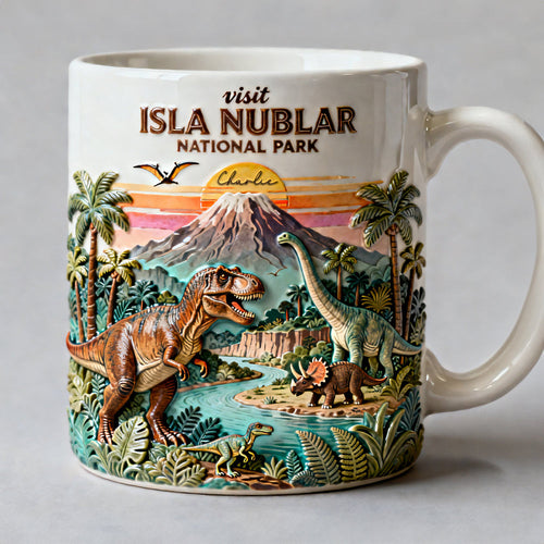 “Roar of the Past” - Prehistoric World National Park Coffee Mug - Personalized Gift for Dino Lovers Coffee Mug PopCulturePrints