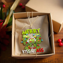 Load image into Gallery viewer, Merry Kiss My Ass - Personalized Grumpy Holiday Ornament for Christmas Ornament PopCulturePrints
