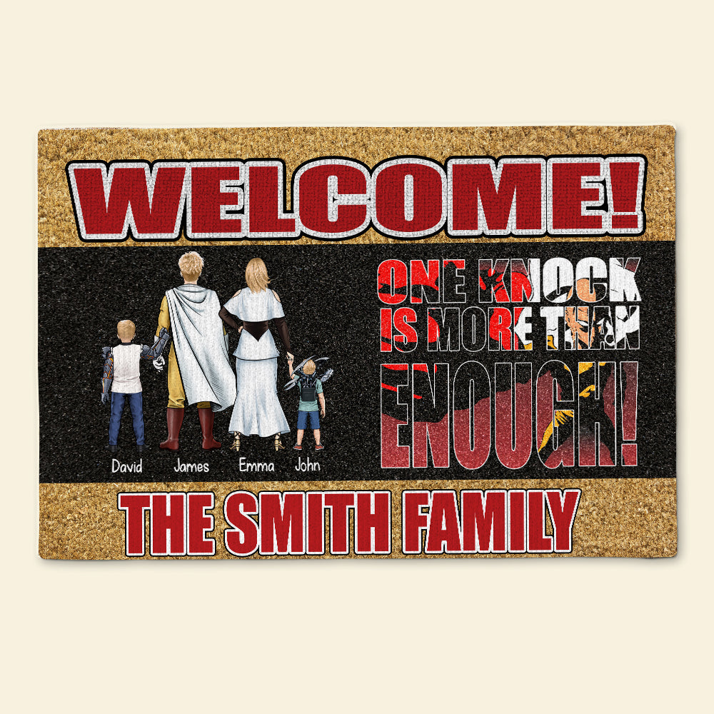Welcome Personalized Family Doormat - Custom Cartoon Character Design Doormat PopCulturePrints