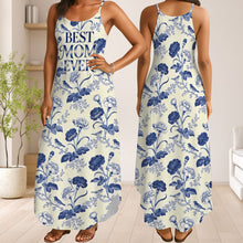Load image into Gallery viewer, "Best Mom Ever" - Personalized Flower Toile de Jouy Suspender Maxi Dress - Custom Gift for Mom, Grandma, and More Dress PopCulturePrints
